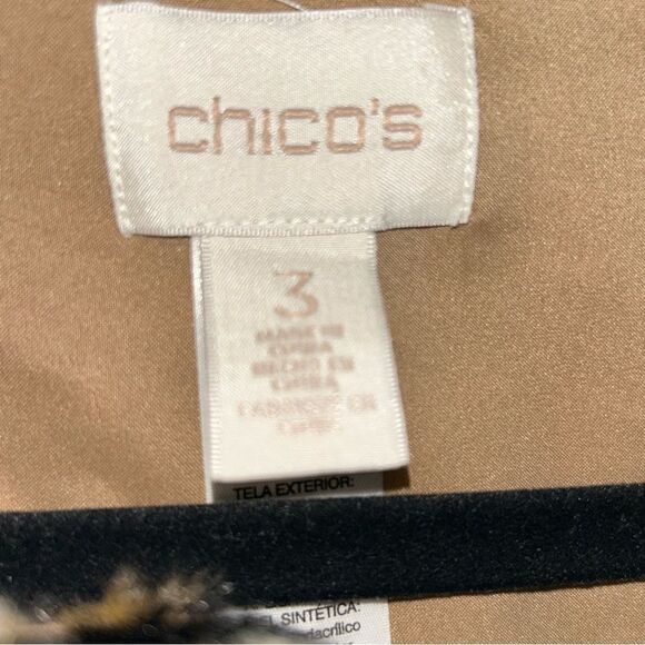 Chico’s Button Front Faux Fur Trim Swing Coat Jacket Chicos - Picture 3 of 6